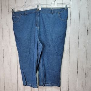 Woman Within Women's Blue Cotton Denim Jean Capris Plus Size 26.